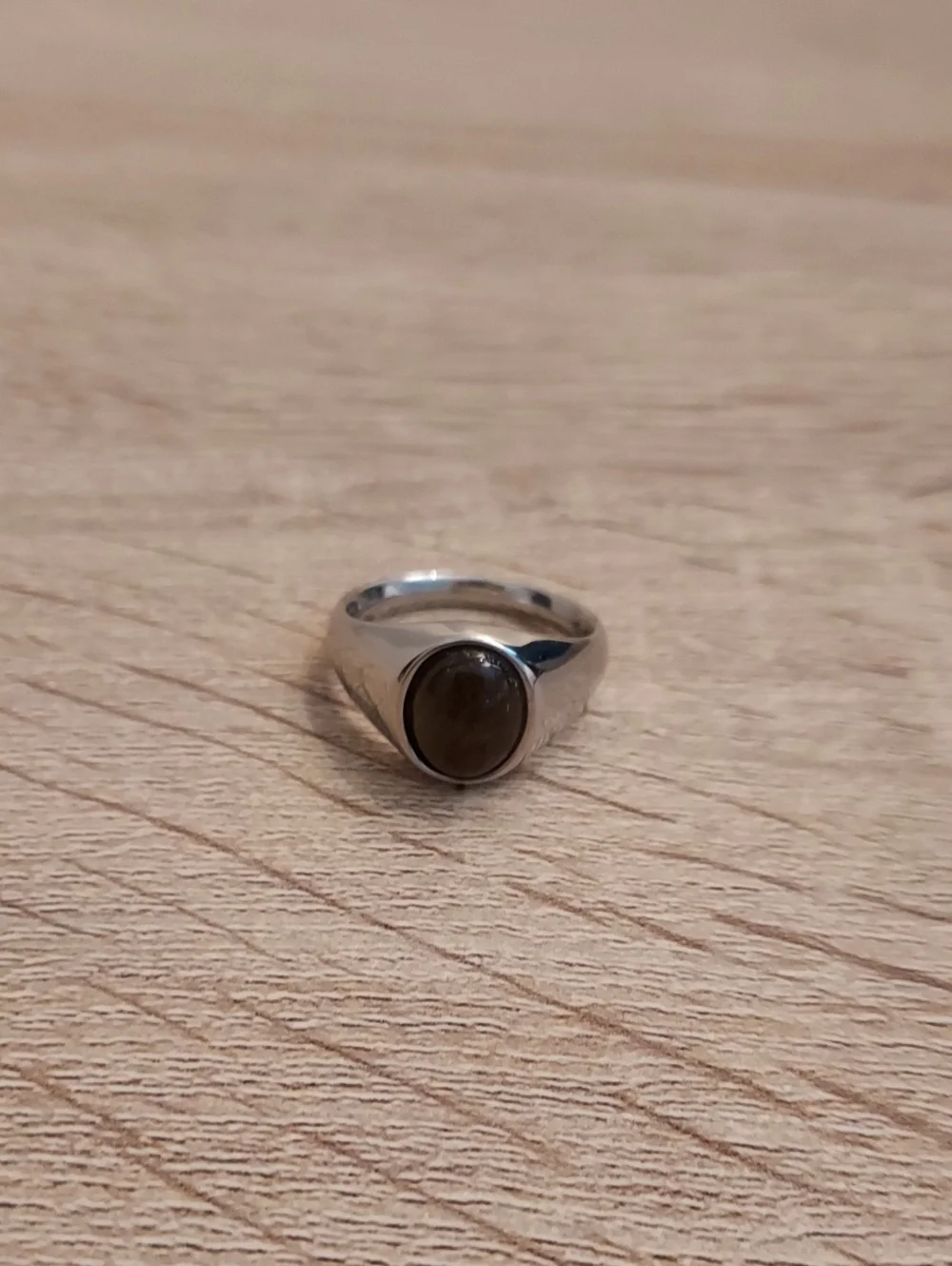 Womens Silver-Tone TigerStone Signet Ring